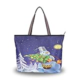 Weihnachtstasche Lustige Handtasche Weihnachts Tote Schultertasche für Frauen Mädchen, Tragetasche mit S