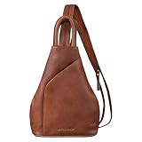 STILORD 'Lyanna' Sling Bag Damen Leder Crossbody Rucksack 2-in-1 Handtasche Frauen Rucksackhandtasche für City Ausgehen Shopping Tagesrucksack Echtleder, Farbe:Mocca - Dunkelb