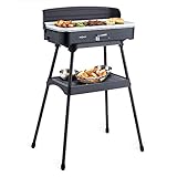 oneConcept Porterhouse Elektrogrill (max. 2200 Watt Leistung, rauchfrei, robuster Standfuß, schnelle Montage, Grillgutablage / Ablage unterhalb des Grills, leicht zu reinigen) schw