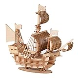 Holzschiff Modelle DIY Holzpuzzle Bausatz 3D Puzzle Holzbausatz Schiffsmodell Segelschiff Flaggschiff Holzmodell für Kinder Jugendliche und Erw