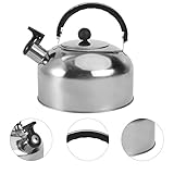 Housoutil 2L Pfeifenkessel Gasherd Teekanne Edelstahl Wasserkocher Flötenkessel Pfeifender Wasserkessel Induktion Teakettle für Gasherd Camping Küche Wandern Picknick Silb
