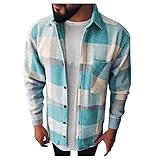 Finetyu Herren Freizeit Hemdjacke Karierthemd Verdickt Warme Fleece Gefüttert Thermohemd Modern Langarm Kariertes Flanell Bequemes Winterjacke für Männer Regular Fit Warme dicke langärmelige Hemdjack