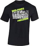 T-Shirt: Waldweg Heizer - Fahrrad Geschenke für Damen & Herren - Radfahrer - Mountain-Bike - MTB - BMX - Biker - Rennrad - Tour - Outdoor - Downhill - Dirt - Freeride - Trail - Cross, Schwarz, L