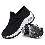 Damen Schlupfschuhe – Mesh Atmungsaktive Sneaker Athletic Road Running Sneaker, - B Schwarz Weiß - Größe: 39.5 EU