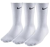 NIKE, 3 Paar Sportsocken, gepolstert, Baumwolle, weiß, Kinder, White, Shoe 8-11