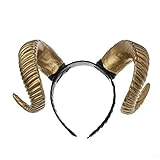 Amosfun ox horn stirnband tier kopfschmuck bull kopfschmuck bull cosplay haarschmuck für weihnachten neujahr party (golden)