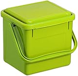 Rotho Bio, Abfallbehälter für die Küche aus Kunststoff mit geruchsdichtem Deckel in hellgrün, Biomülleimer mit 5 Liter Inhalt, ca. 21 x 20 x 18 cm Komposteimer, Plastik, k
