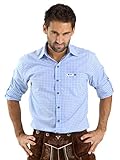 ALMBOCK Trachtenhemd Herren kariert - Slim-fit Männer Hemd hellblau kariert - Karo Hemd aus 100% Baumwolle in den Größen S-XXXL