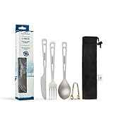 Titan Utility-Besteck Set Stark Ultraleicht, Gesund & Umweltfreundlich 3/4/5-teilig Essstäbchen Messer Gabel Löffel Stroh Set für den Heimgebrauch/Reisen/Camping Besteck-Set im praktischen (3 Piece)