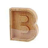 Sparschwein aus Holz, personalisierte Buchstaben Münzbank Sparschwein Text graviert Spardose Holz Sparschwein Geschenk für Kinder, Name DIY Kreative Kauf Kombination-B