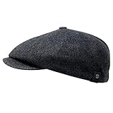 WEROR Herren Schiebermütze Flatcap Mütze Cap Schirmmütze WEROR-323.1 (Schwarz, 54-55)