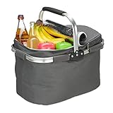 Relaxdays Einkaufskorb mit Kühlfunktion, faltbar, Deckel, Henkel, 27 Liter, Thermo Tragekorb, Polyester, Aluminium, g