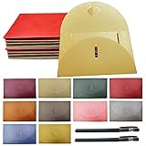 25 Stück Perlmutt Papier Umschläge,Kreative Briefumschläge Bunt,Kuvert mit Herz Verschluss,für Hochzeit, Geburtstagsfeier Geschenk liefert,10 Farben(17,5 × 11 cm)