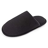 ofoot Herren Baumwolle Cosy Memory Foam Haus Hausschuhe,waschbar leichte rutschfeste Schuhe (Schwarz,41/42 EU)