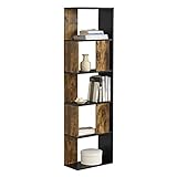 [en.casa] Bücherregal Aneby 159x45x24cm Standregal mit 5 Ablageflächen Regal Schwarz/Holz Dunk