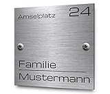 Edelstahl Türschild mit Gravur | Namensschilder Briefkastenschild selbstklebend oder mit Bohrlöcher ab 8x5 cm eckig mehr als 80 Motive Klingelschild Türschilder für die Haustür mit N