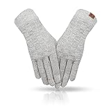 Winterhandschuhe für Damen, warme Strickhandschuhe, Touchscreen-Handschuhe, Mädchen, Outdoor-Sport (grau)