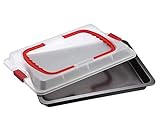 Dr. Oetker 1012 Backblech 3in1 mit Transporthaube, Ofenblech zum Backen, Aufbewahren & Transportieren, als Pizza-, Auflauf- & Kuchenblech, Maße: 42 x 29