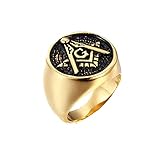 Freimaurer Titanstahl Ring Flut Herren Ringschmuck7B