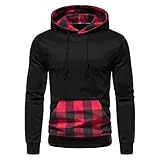BGUK Herren Kapuzenpullover Hoodie Pullover mit Kapuze Herbst/Winter Herren Karierter Hoodie Kontrastfarbe Lässig Sport Kapuzenpullover H