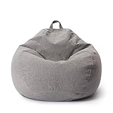 Lumaland Comfort Line XL Sitzsack Indoor - 90x110x50 cm - Bodenkissen, Bean Bag Chair - 250 L - EPS Perlen Füllung - Hellg