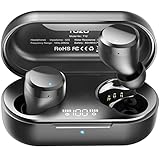 TOZO T12 Drahtlose Bluetooth Kopfhörer mit Touch-Steuerung und kabellos Ladekoffer Digital LED-Display IPX8 wasserdichte Ohrhörer Eingebautes Mikrofon-Headset Deep Bass für Sport Schw