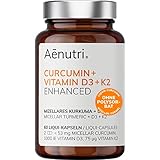 NEU: CURCUMIN Plus hochdosiert | Flüssiges Kurkuma in Mizellen-Formel | Ohne Polysorbat, Ohne Piperin | Liquid mit Vitamin D3 + K2 | Laborgeprüfte Qualität aus DE | 60 Kap