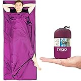 Miqio® 2in1 Hüttenschlafsack mit durchgängigem Reißverschluss (Links oder rechts): Leichter Komfort Reiseschlafsack und XL Reisedecke in Einem - Sommer Schlafsack Innenschlafsack Inlett Inlay