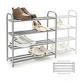 Gurkkst Schuhregal Ausziehbar mit 4 Ablagen Stark und Langlebig Schwerlast Metall Schuhständer Erweiterbar Schuhablage für 20+ Paar Schuhe(60-100) x 22,5 x 61,5