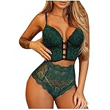 Dessous Damen Sexy Unterwäsche Spitze Erotik BH Lingerie Höhe Taille Reizwäsche Nachtwäsche Lace Erotik Unterwäsche und Slip Reizwäsche Set Frauen Frontverschluss Babydoll Set Bodysuits N