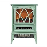 IW.HLMF Kamin - Heizung, 2000 W, Flammensimulation, eingebauter Heizlüfter, Glasfrontplatte, nostalgisches Design, einstellbare Flammenhelligkeit, grü