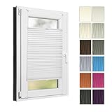 4dekor Plissee ohne Bohren nach maß, Pliseehalter klemmfix, Wählen Breite 30-129 cm, Höhe 150-230 cm, 18 Farben, Plisseerollo Fenster, Plissee zum kleben, Fensterrollo, Rollo für Fenster ohne B