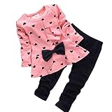 style_dress Baby Kleidung Set Baby Junge Mädchen Bluse T-Shirt + Hosen Outfits Set Bekleidungsset mit Spielanzug Set (Rosa, 18-24 Monate)