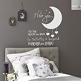 Crjzty solar System Poster Vinyl Kinder Schlafzimmer Wandtattoo Ich Liebe Dich zum Mond und Zurück Wandaufkleber für Baby Kinderzimmer Dekoration Babyzimmer Wandmalerei C