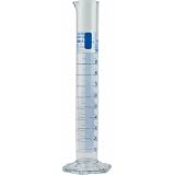 Messzylinder aus Glas, VOLAC FORTUNA, 100 ml : 1.0 ml, Sechskantfuß, hohe Form, blau g