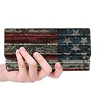 JOCHUAN Einzigartige benutzerdefinierte amerikanische gestreifte flagge auf ziegelsteinmauer frauen trifold brieftasche lange geldbörse kreditkarteninhab