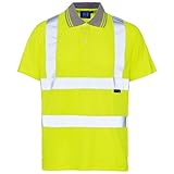 Hi Viz Bird Eye Herren Polo-Kragen T-Shirt Kurzarm Arbeitssicherheit Hohe Sichtbarkeit Gr. M, gelb