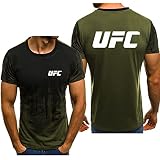 Ximns Tshirt Herren Rundhals für U.F.C Men's T-Shirts Print Top Sommer Lässig Kurzarm Gradient Top-Green||2XL
