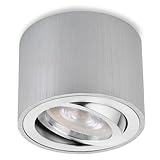 Sweet-Led® Aufbauleuchte flach 230V IP20 - inkl. 5W LED-Leuchtmittel - Aufbaustrahler schwenkbar - Deckenleuchte rund - Aufbauspot Aluminium - Deckenlampe - Aufputz Strahler - Alu geb., warmweiß