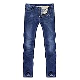 YANGPP Herren Jeans Stretch Solid Blau Gerade Regular Fit Jeans Taschen Freizeit Geschäftsmann Lange Hosen Herren Herren, Blau, 30