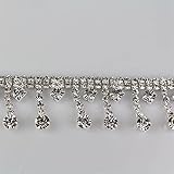 Strass Cup Kette 1 Yard Short Quaste Anhänger Strass Trim Fransen Kristall Metall Kette Für Kleid, Tasche, Schuhe Zubehör für Hochzeit ，DIY，Nähen，Machen (Color : 1 Yard)