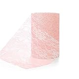 WAKNOER Tischläufer Vintage Rosé 15cm / 22 Meter Blumenspitze Tischläufer Hochzeit Kommunion Dekoration, Geschenkverpackung, Weihnachtsdekoration (Vintage Rosé)