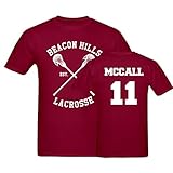 Fruit loom Teen Wolf Scott McCall T-Shirt Lacrosse Beacon Hills Nummer 11 Bordeux Personalisierte Druck Serie TV Cosplay, L, Maglia Teen Wolf Scott McCall, Maglia Teen Wolf Scott McCall Larg