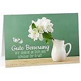 Große Grußkarte XXL (A4) Gute Besserung/Wir denken an DICH/mit Umschlag/Edle Design Klappkarte/Krank/Gesundheit/im Krankenhaus/Extra Groß/Edle Maxi Genesungsk