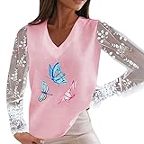 sommershirtsdamen Weihnachtspullover Damen Damen Oberteil mit Kette Vogue Pullover Schwarze Bluse Kurzarm Baumwolle Sportshirt Damen Langarm Oversize Shirt Damen Damen v Ausschnitt Bluse XXL XXL