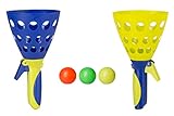 Idena 40006 - Fangballspiel XXL mit 2 Fangbechern, inklusive 3 Bällen, Ballspiel für Garten, Park oder S