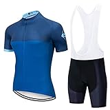 Radtrikot-Set Damen, Damen Radtrikots Kurzarm Atmungsaktiv Fahrradoberteile Wandern Laufen Radfahren Mit 3D Radhosen (Color : B, Size : XXL)