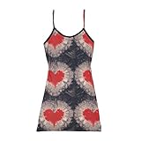 Damen Bohemian Ärmellos Minikleid 90S Vintage Tie Dye Drucken Bodycon Tank Kleider Y2K Streetwear (Cami Dress Black Heart, Medium)