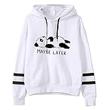 Women Aesthetic Cute Hooded Girls Long Sleeve Relaxed Cotton Funny Letter Bear Pullover Hoodie (White, XL)