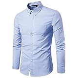 Hemd Herren Slim Fit Einfarbig Kent Kragen Shirt Herren Business Work Bankett Hochzeit Gastgeber All-Match Hemd Herren Einfachheit Mode Langarm Shirt H